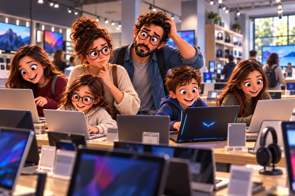 Choisir un PC portable neuf en famille : comparer les modèles en magasin sans se tromper de critères
