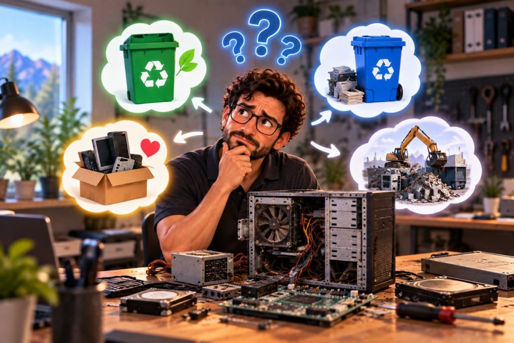 Recycler un ordinateur qui ne fonctionne plus : que faire du matériel informatique en panne — don, recyclage ou déchetterie