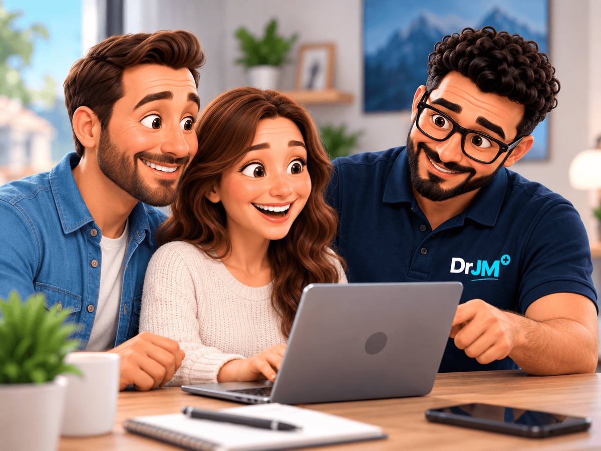 Couple accompagné pour un dépannage informatique à domicile