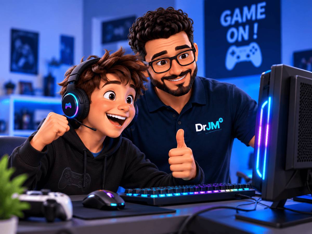Dépannage informatique à domicile pour PC gamer, enfant installé devant son setup
